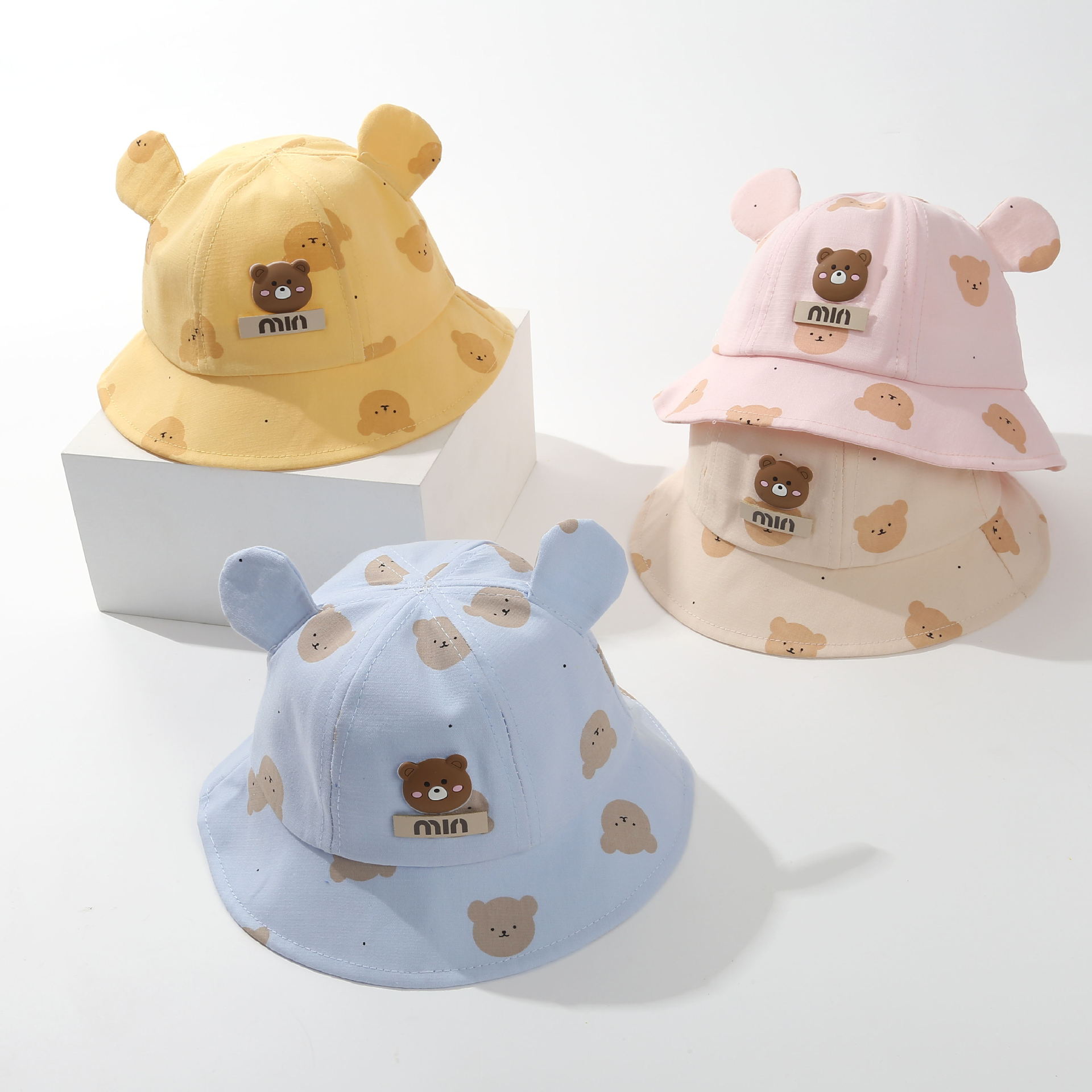 宝宝婴儿帽春秋防晒渔夫帽遮阳薄款男女童盆帽可爱超萌儿童太阳帽