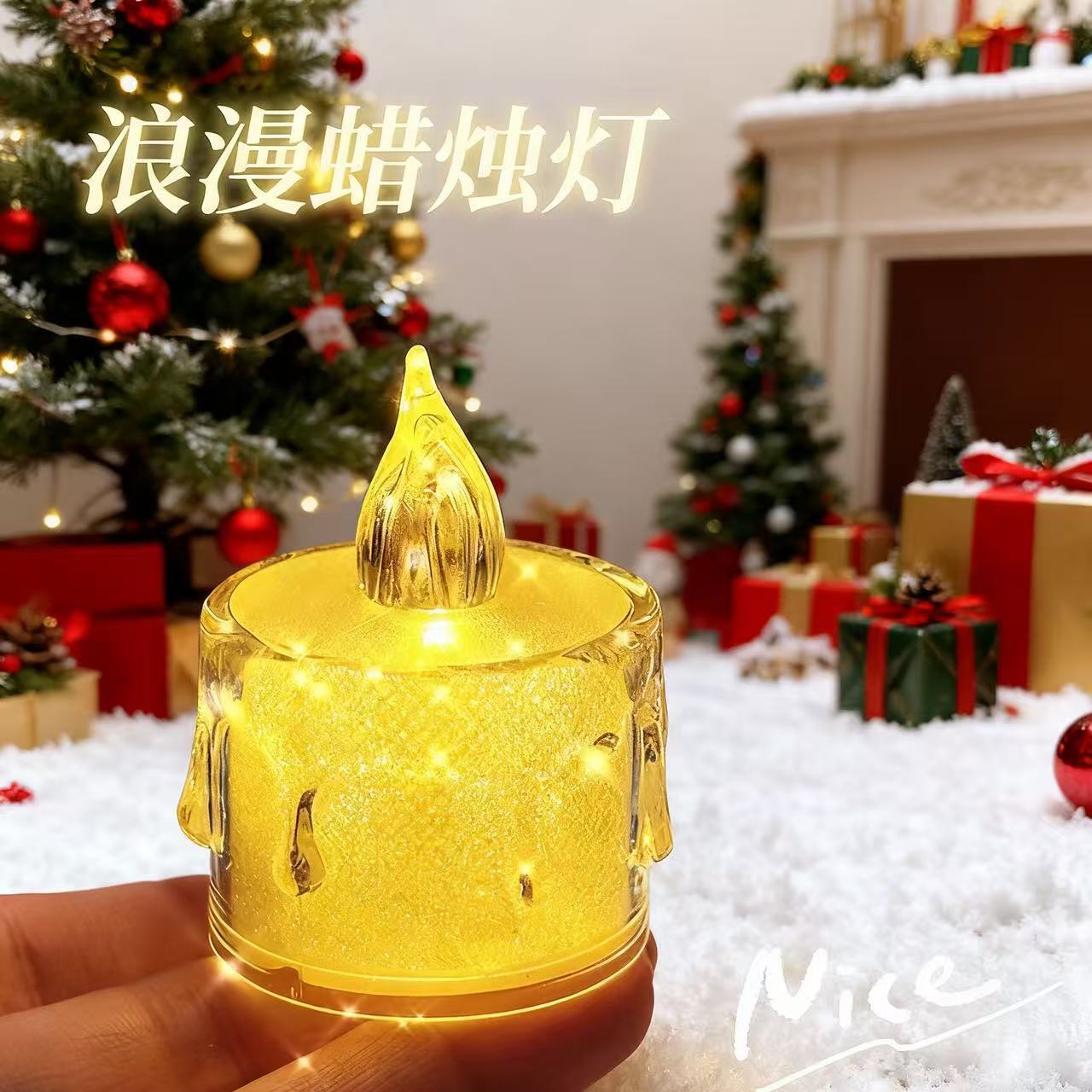 Crystal Tearful Electronic Candle lamp Simulation Electronic Romantic Atmosphere Lamp Smokeless Birthday Mini Simulation Candle Lamp batch