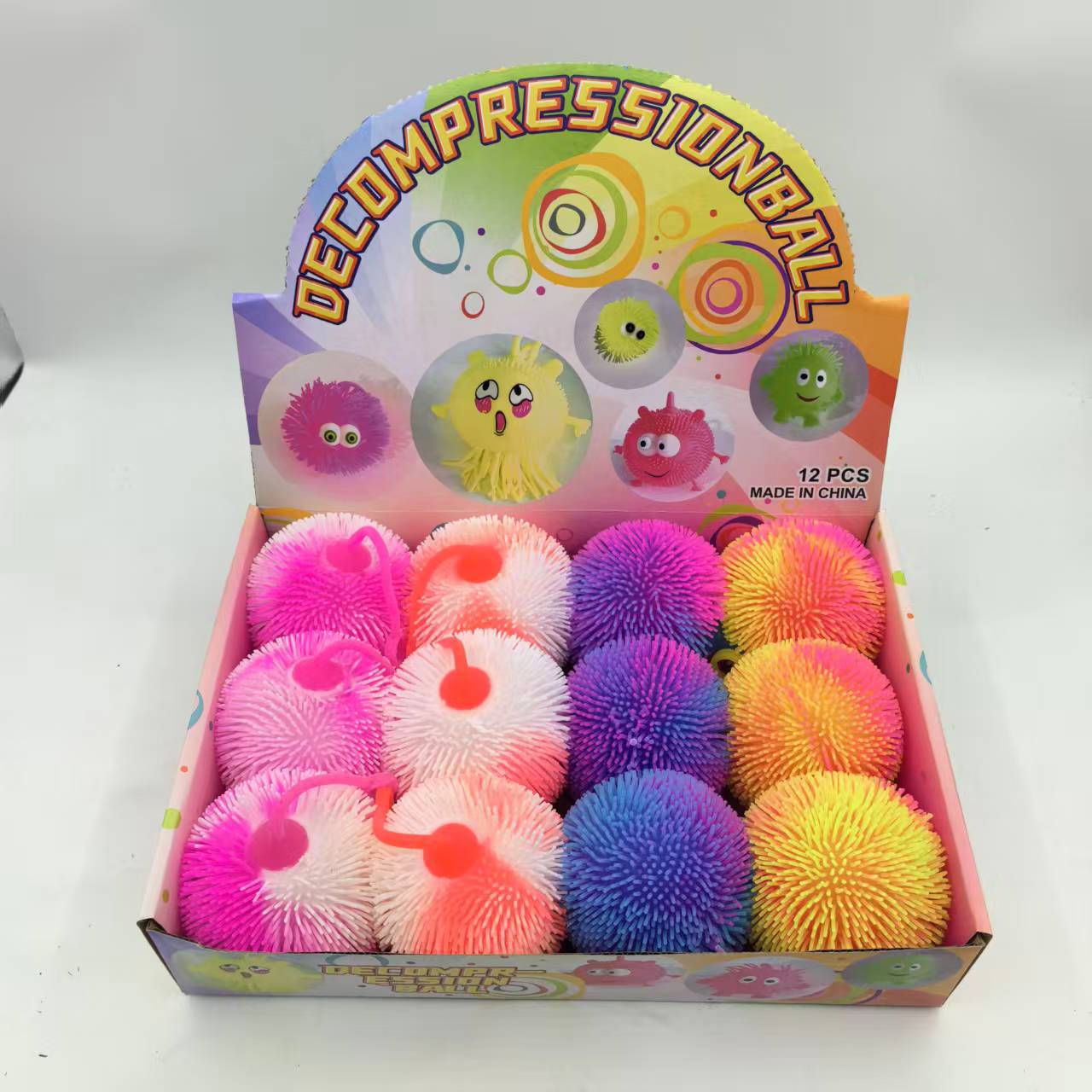 Two-color short dense fluffy ball luminous children's stress-relieving toy release flash ball factory direct sales