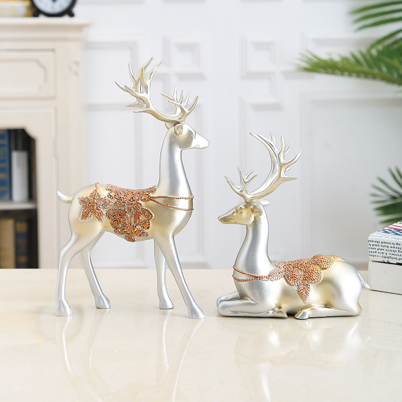 树脂工艺品家居饰品欧式摆件创意礼品情侣结婚礼物酒柜装饰客厅鹿产品图