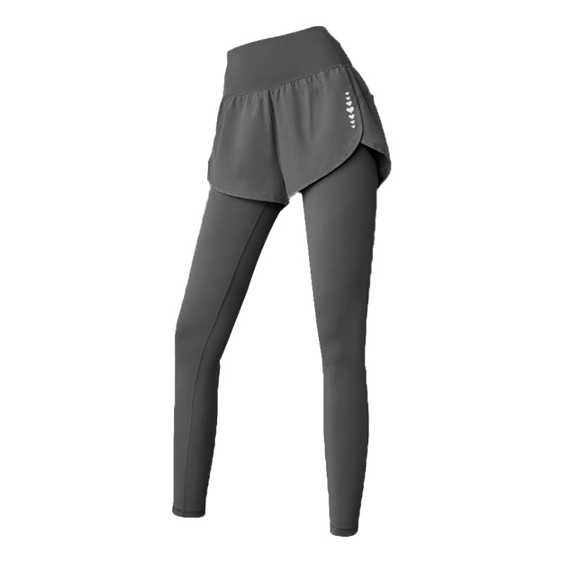 Two pairs of high-waisted and hip-lifting sports and fitness mascots, yoga pants, elastic skirt for running, yoga clothes, women's pocket long pants Item Picture