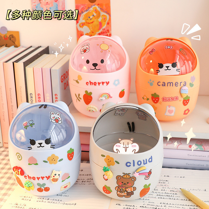 Desktop trash can, student desk storage bucket, office mini cute bear, Internet celebrity trash can, garbage bag