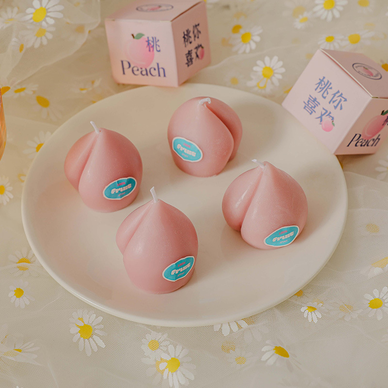 ins Scented Fruit Peach Scented Candles Creative Souvenir Candles Soy Wax Cross-border Candles details Picture