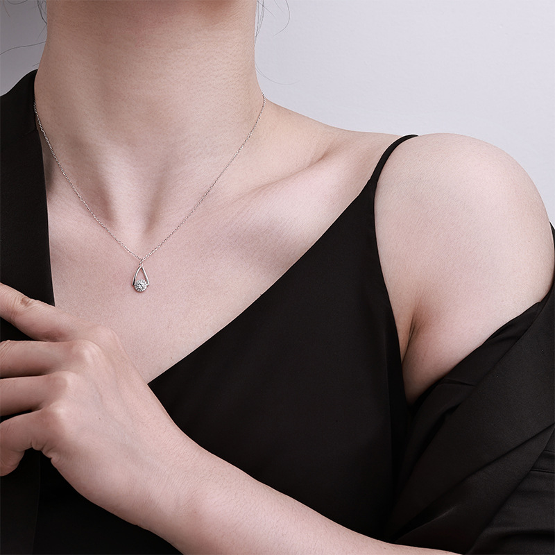 925纯银水滴项链装饰轻奢小众锁骨颈链冷淡风气质吊坠饰品锁骨链图