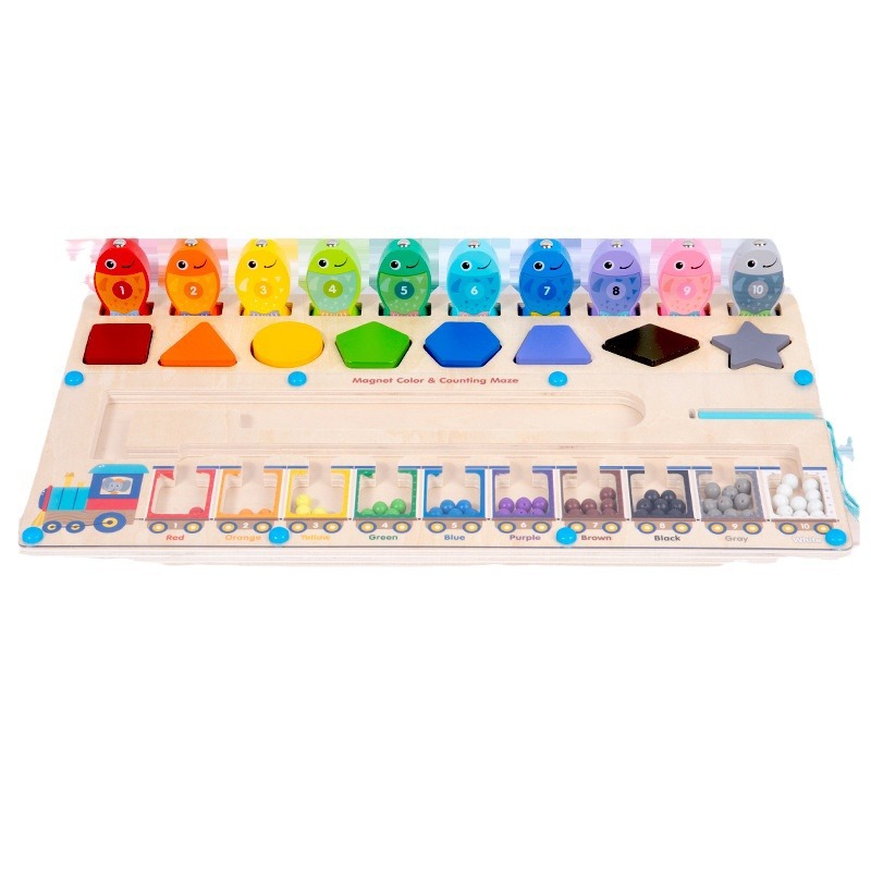 Children's early education three-in-one magnetic rolling ball game toy, a digital and shape cognitive intelligence teaching aid for babies in kindergartens Item Picture