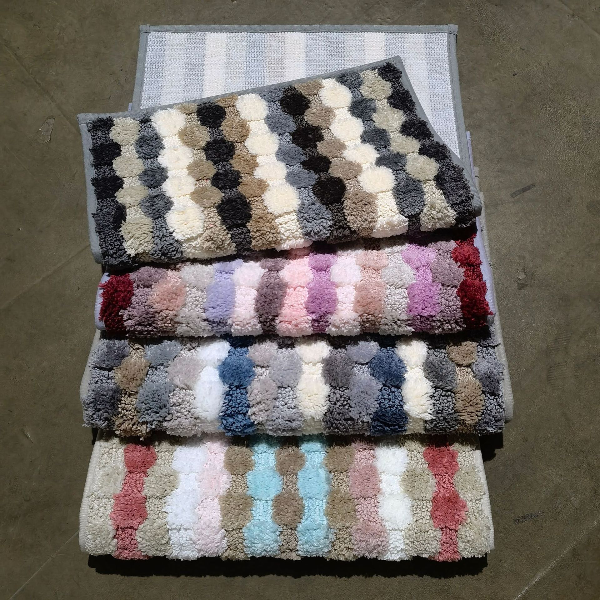 Square rainbow tufted TPR base, indoor kitchen, bathroom, living room, bathroom, room, anti-slip carpet, floor mat, door mat