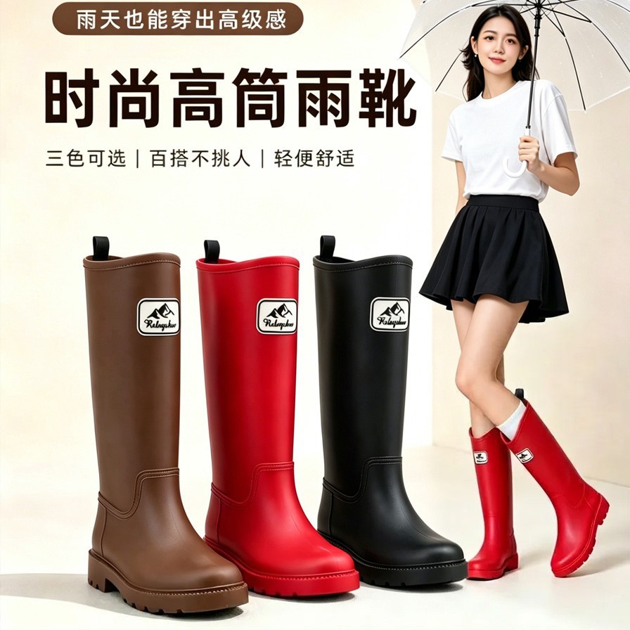 韩版雨鞋男女同款时尚外穿防滑水鞋耐磨软底成人保暖高筒雨靴