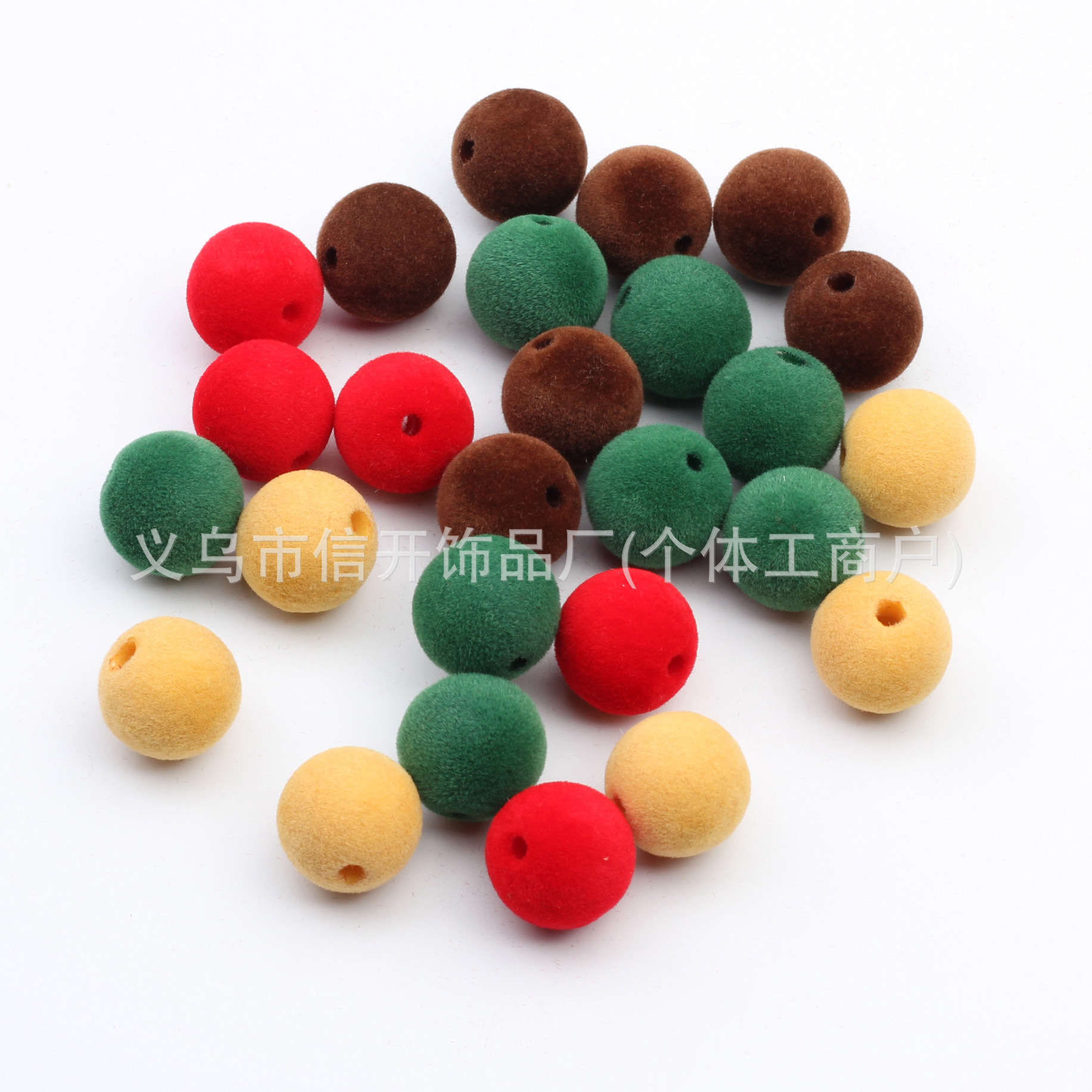 通孔植绒圣诞系列圆珠串珠笔饰品配件手机钥匙链手工diy饰品材料产品图