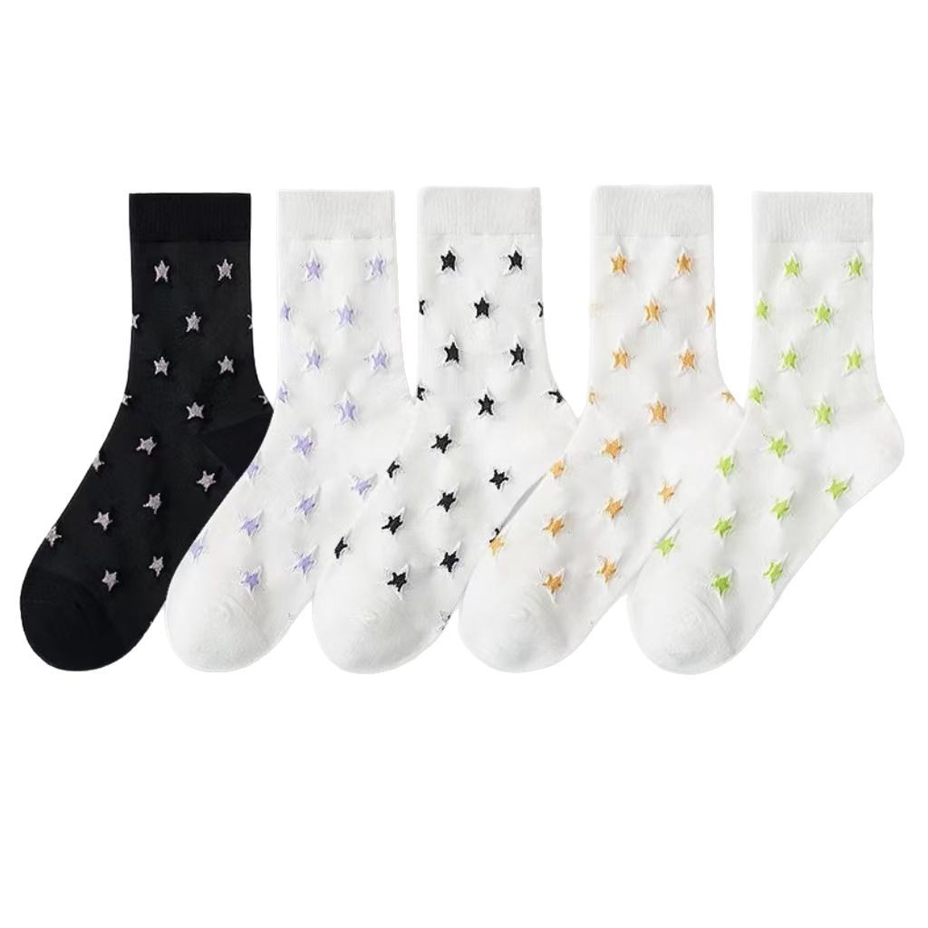 Women's mid-calf socks for spring and autumn, breathable, sweat-absorbing, odor-proof, versatile, ins trendy high-top sports stockings Item Picture