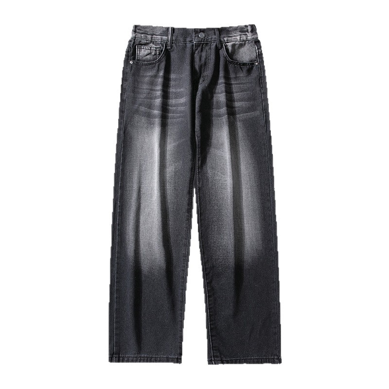 American retro jeans for men, trendy fleece 2025 new straight-leg loose winter fleece long pants Item Picture