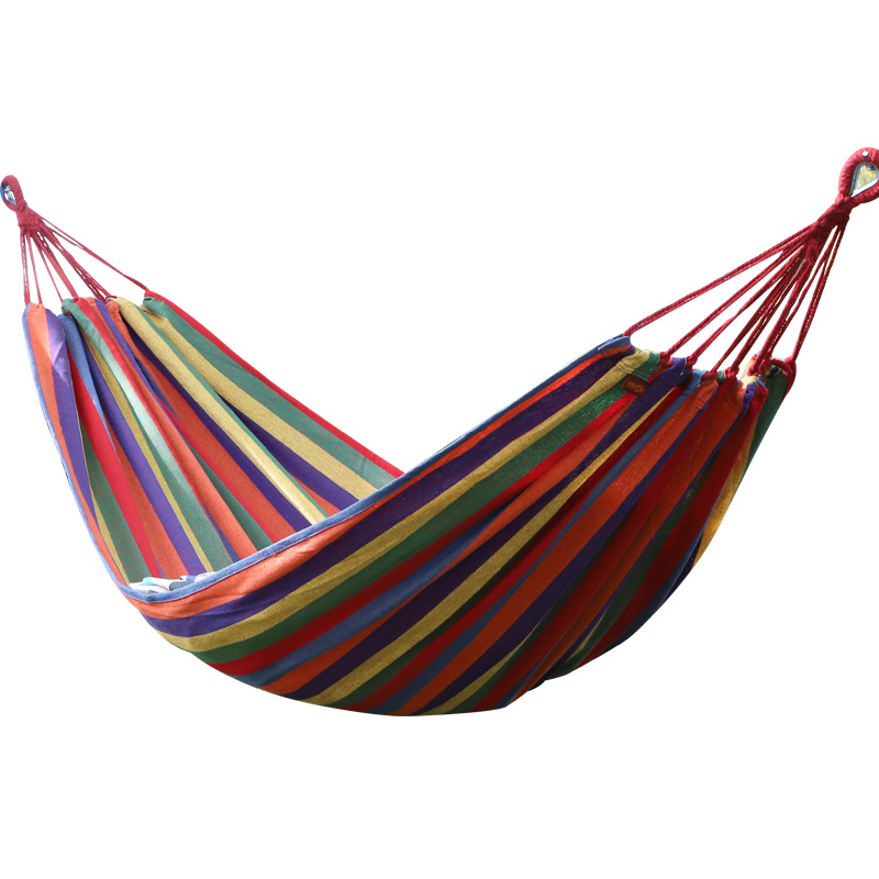 New thickened cotton canvas hammock, double colored hammock, outdoor camping swing, college student dormitory hanging chair wholesale Item Picture