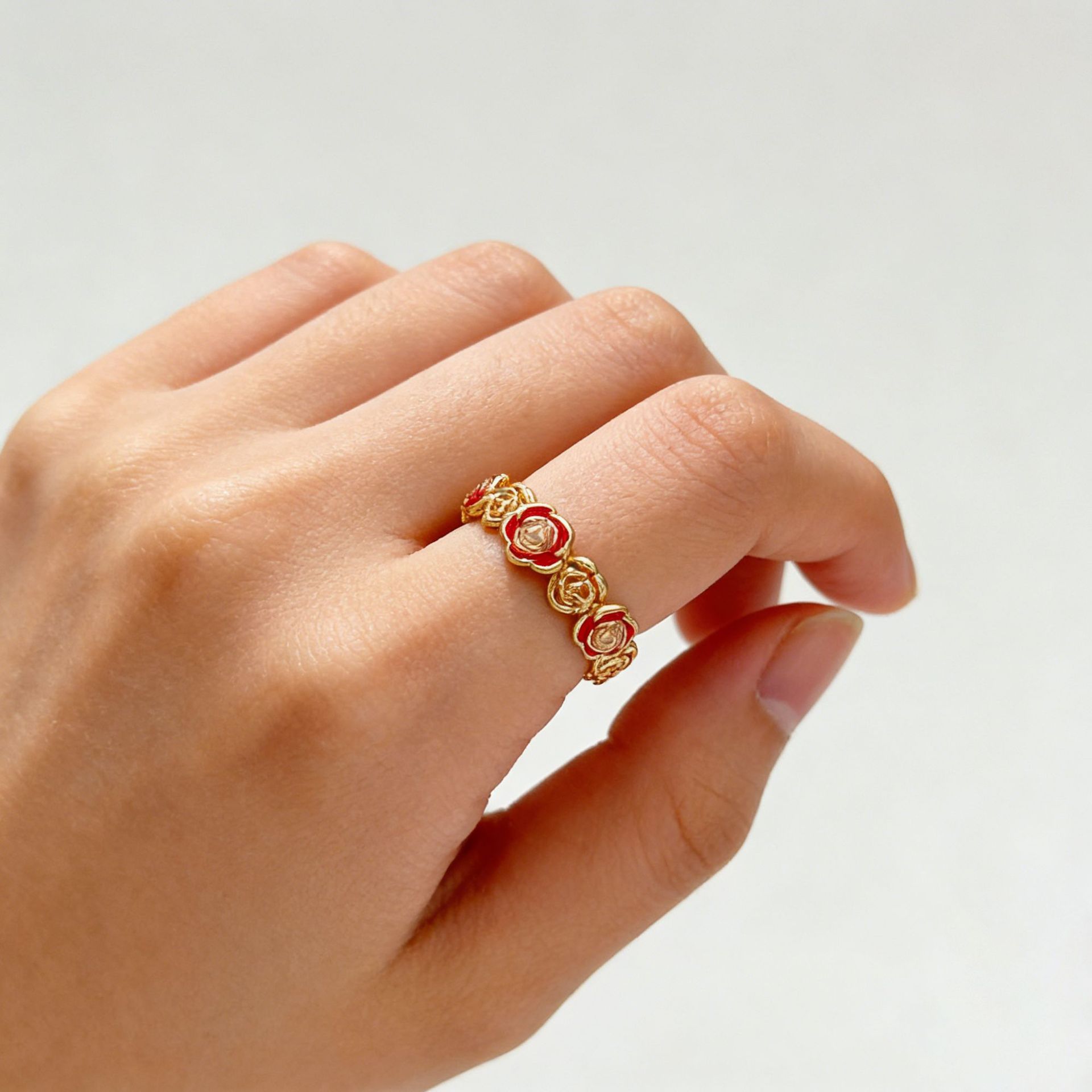 Hyacinth New Chinese-style enamel filigree ring Women's light luxury retro niche design Open ring, Douyin Hit Ring Specification image