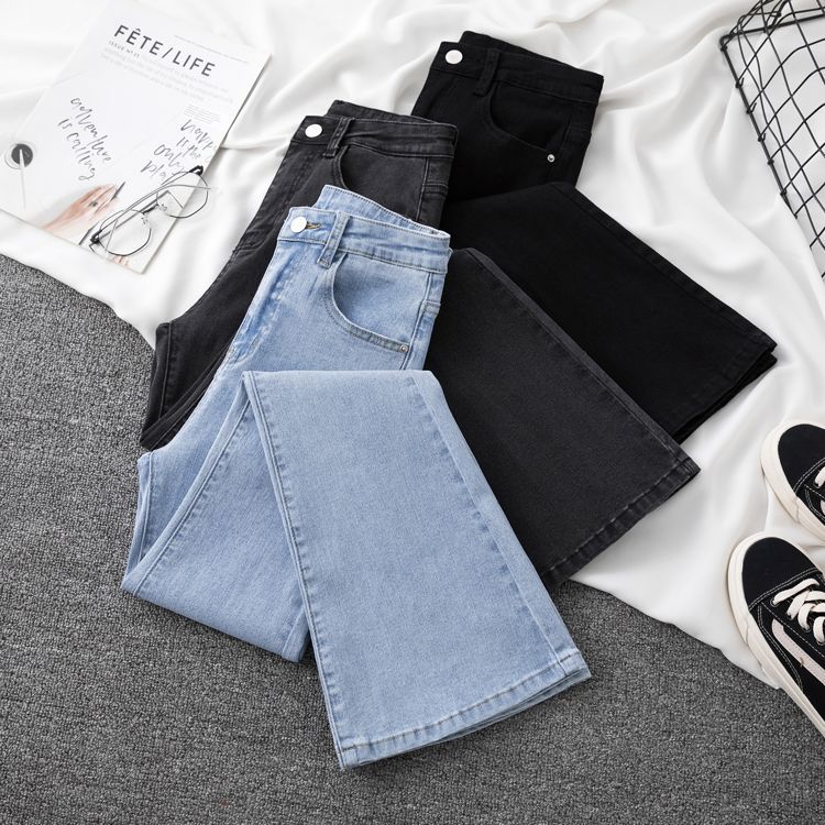 Micro flared jeans, versatile women's wear, Spring/Summer 2024 new style slimming high-waisted stretch hoof pants, floor-length trousers details Picture
