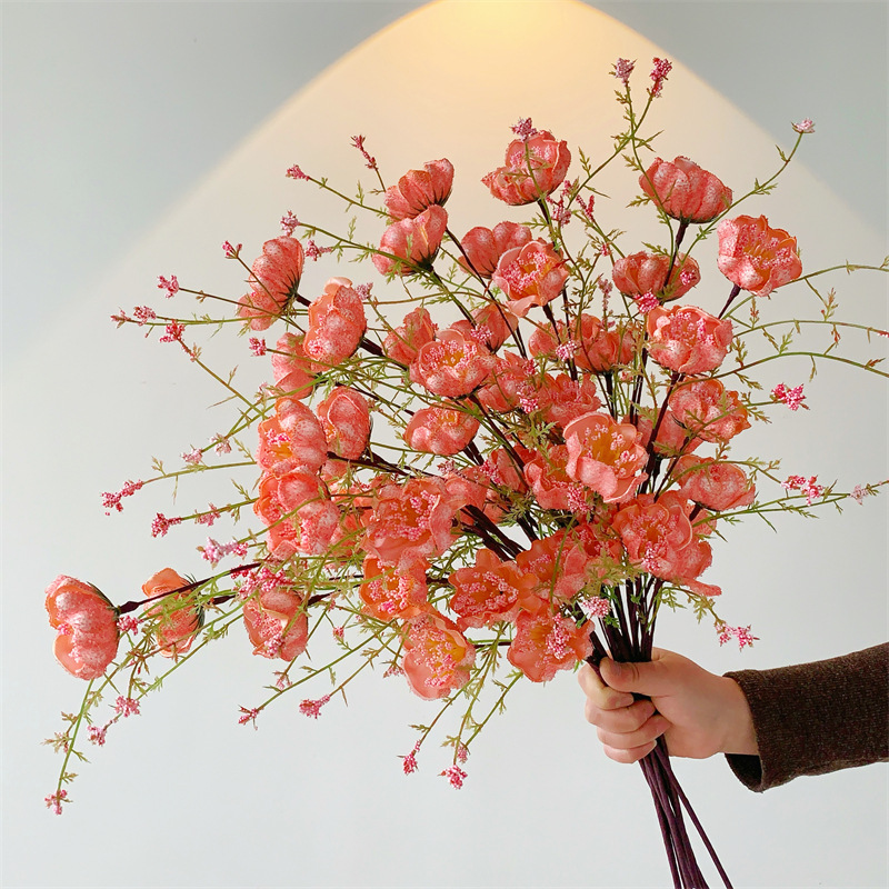 Pink butterfly flower, artificial flower, fake flower, foam flower, living room dining table decoration, cross-border trade, silk flower, artificial wedding decoration flower