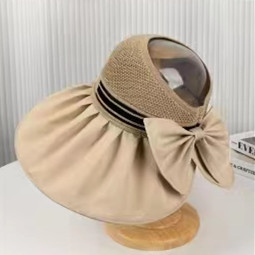 This large brim black rubber sun protection hat is foldable for women. It features an open-top bow to cover the face and imitate ultraviolet rays. It is versatile for outings and vacations Specification image