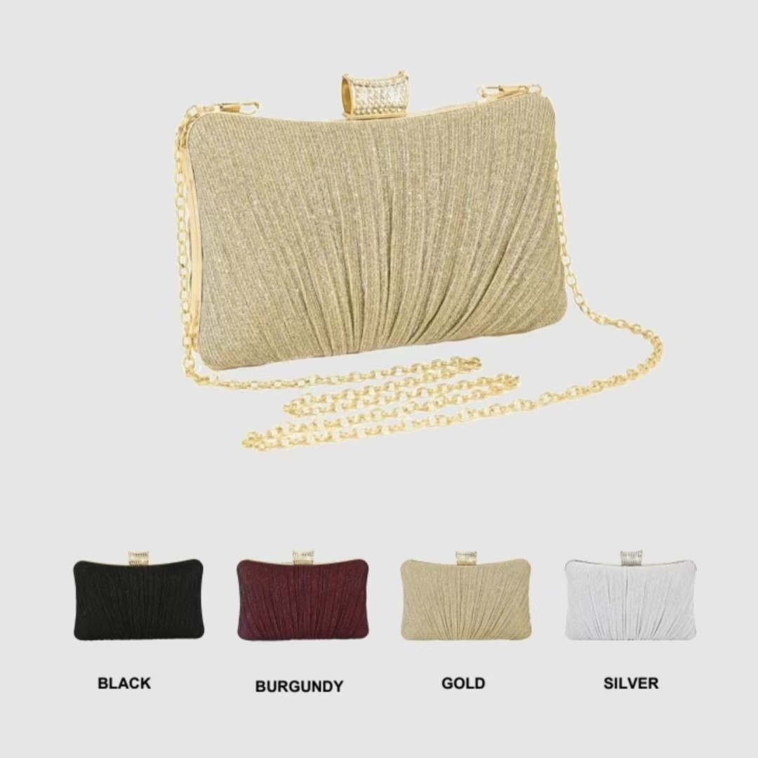 爆款晚宴包新款跨境外贸纯手工褶皱手拿包女士戒指头宴会包包