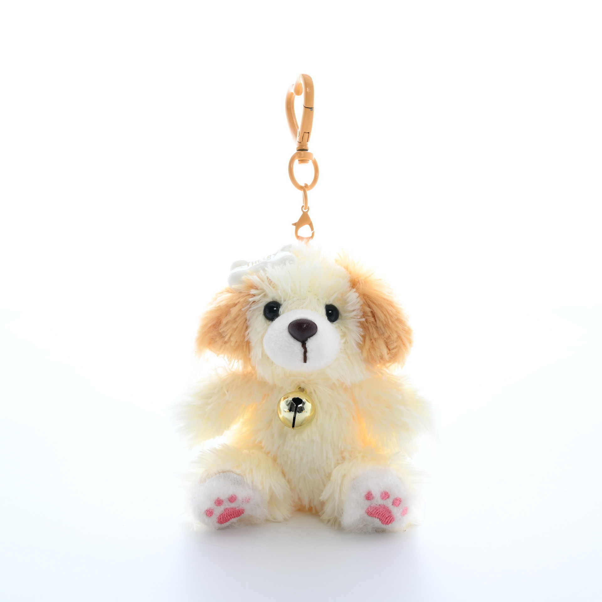 Cute bell puppy plush pendant bag decoration, cute doll in stock, keychain, cute puppy soft fur Item Picture