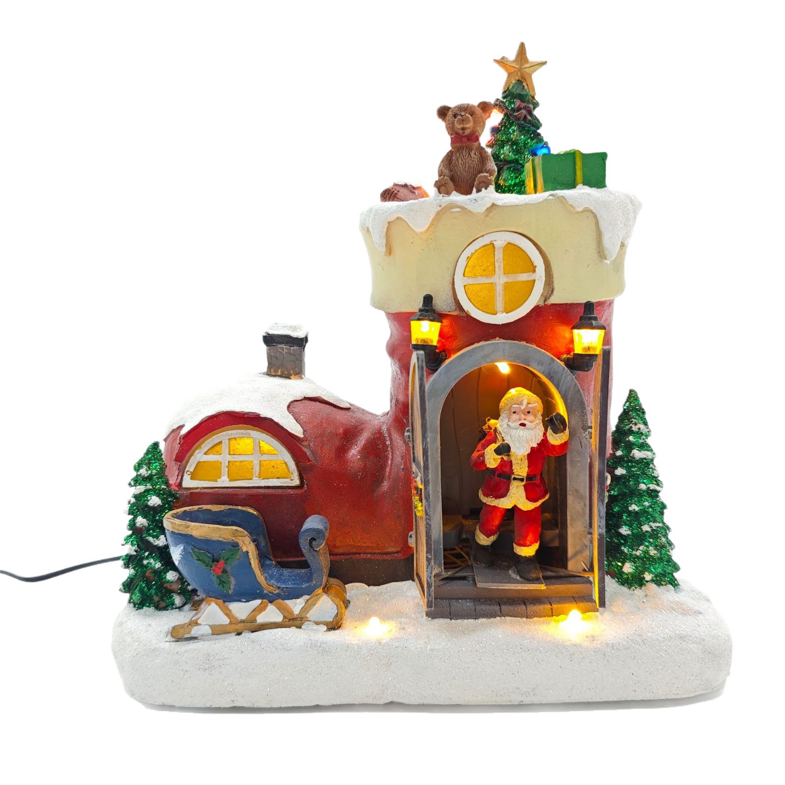 圣诞用品/电动圣诞老人/圣诞/圣诞花环/蝴蝶结白底实物图