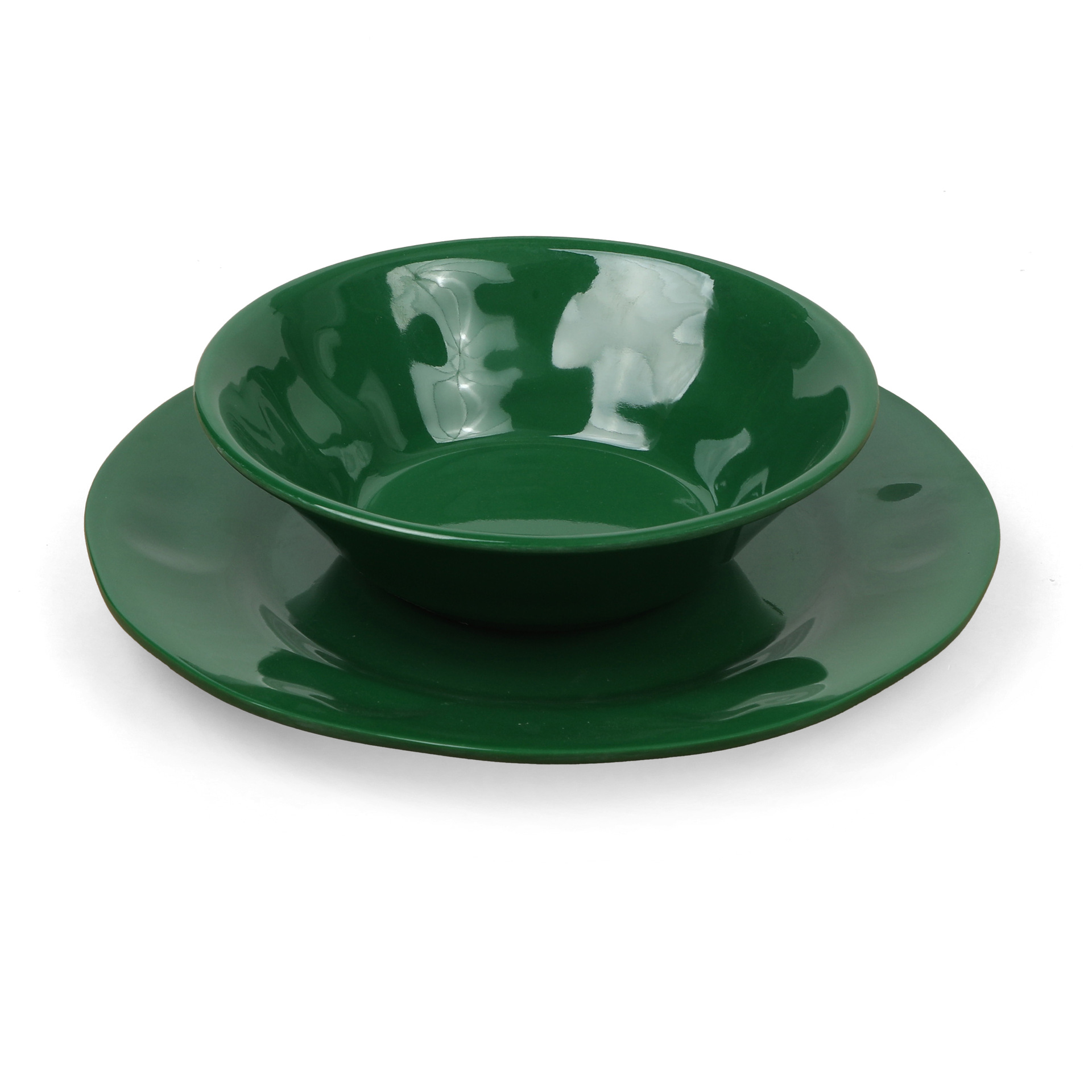 Green round plates, melamine imitation porcelain flat plates for foreign trade, restaurant plates, soup bowls, hotel deep plates, round plates, stir-frying plates full figure