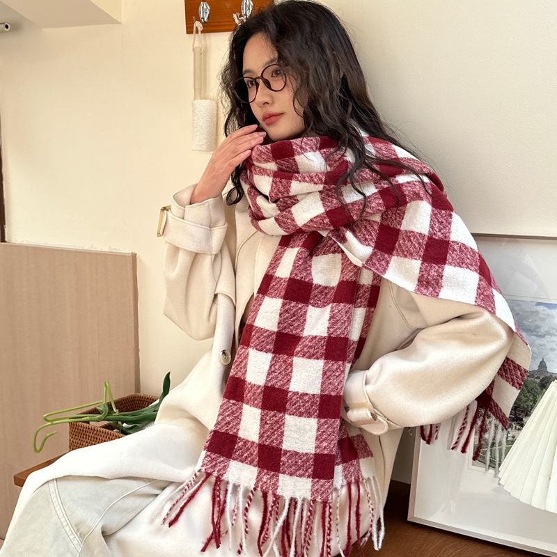 围巾/烫钻围巾/围巾女长款百搭/围巾女士长款百搭/红围巾产品图