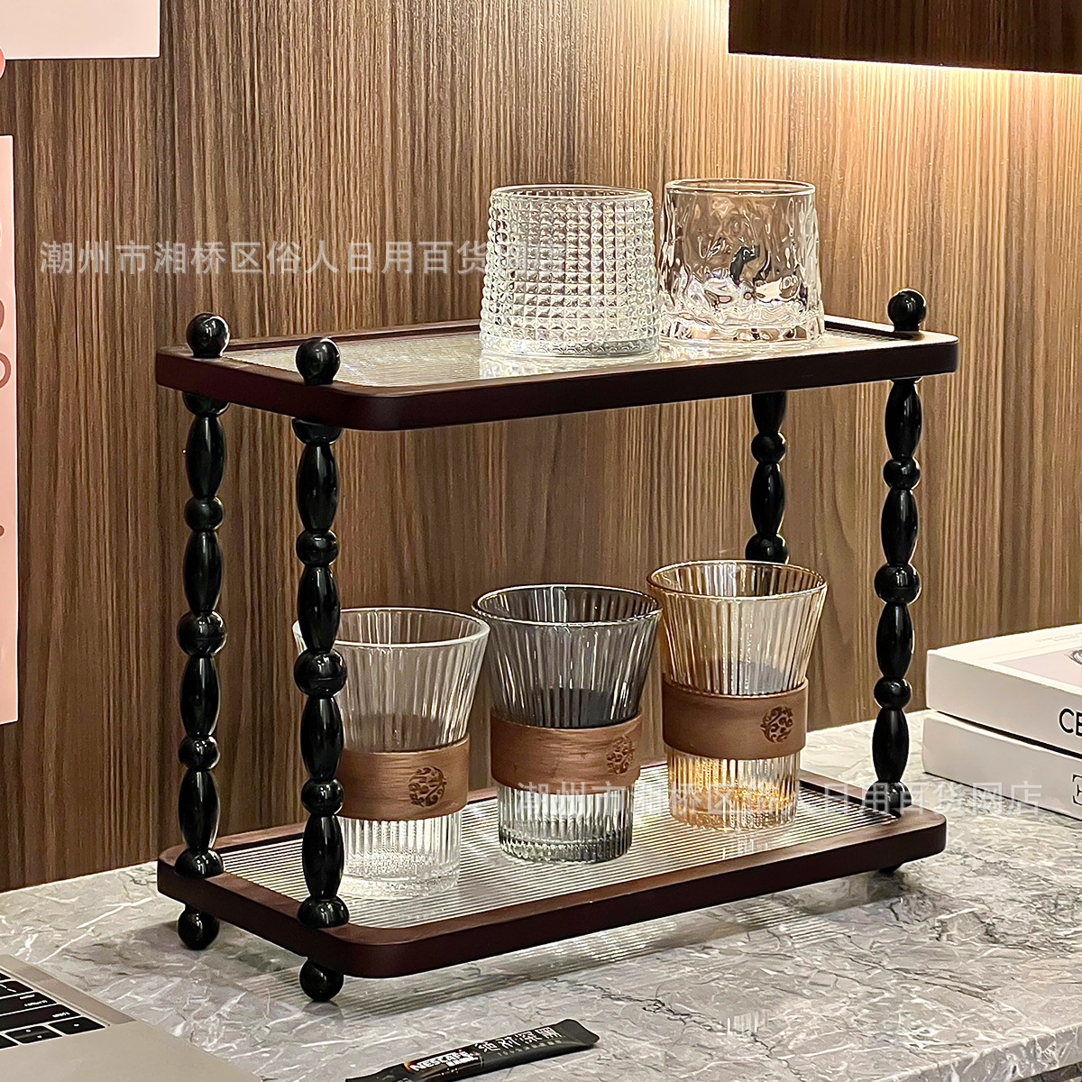 Vintage solid wood begab flower rack sin perforación escritorio extraíble multicapa rack de almacenamiento de piezas de repuesto soporte de exhibición de copas de agua