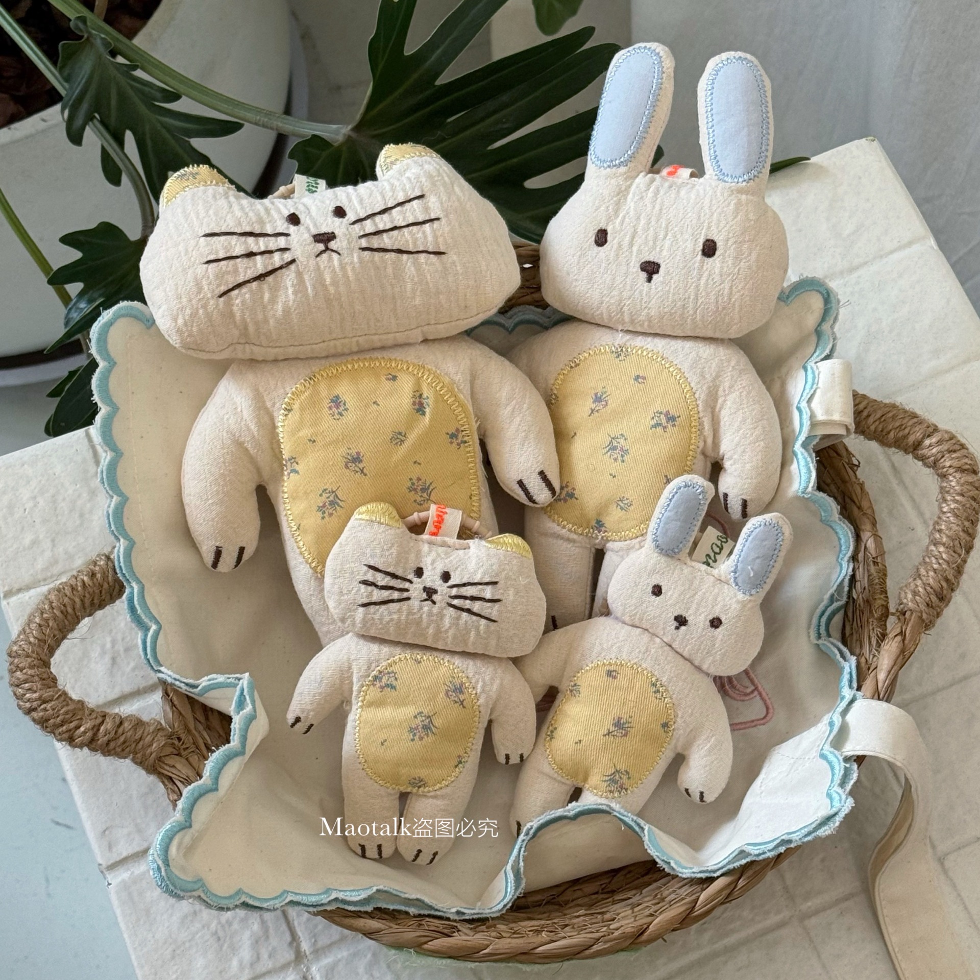 韩系可爱碎花猫咪小兔包包挂件卡通软萌玩偶秋冬搭配包包挂件饰品图