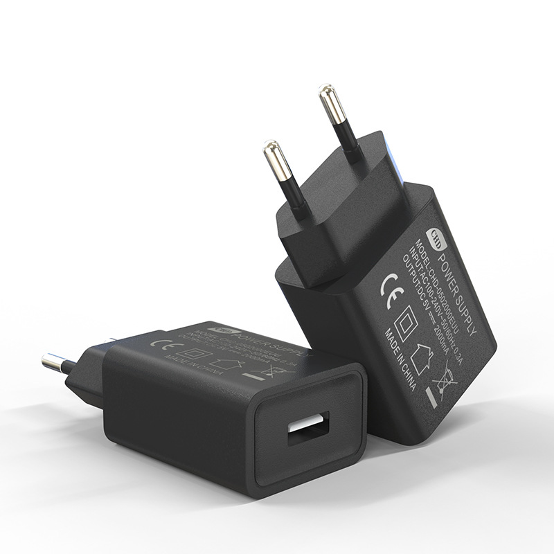 5V2A European standard charger, CE certified USB interface charger, EU, Italy, France, Russia, Germany 5v1a charging head Item Picture