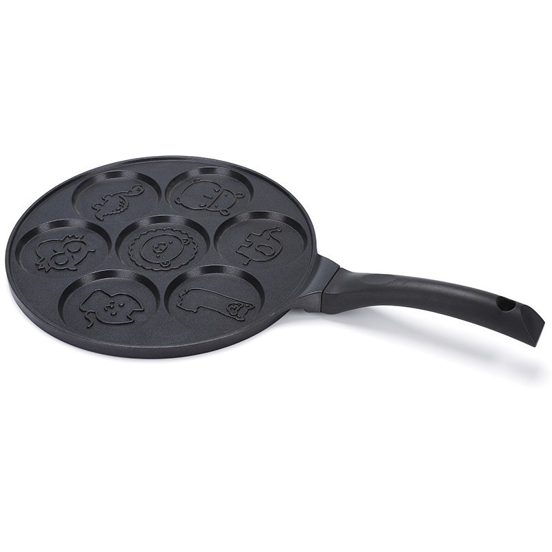 卡通平底锅早餐煎锅不沾煎盘七孔鸡蛋汉堡煎烤锅Frying pan白底实物图