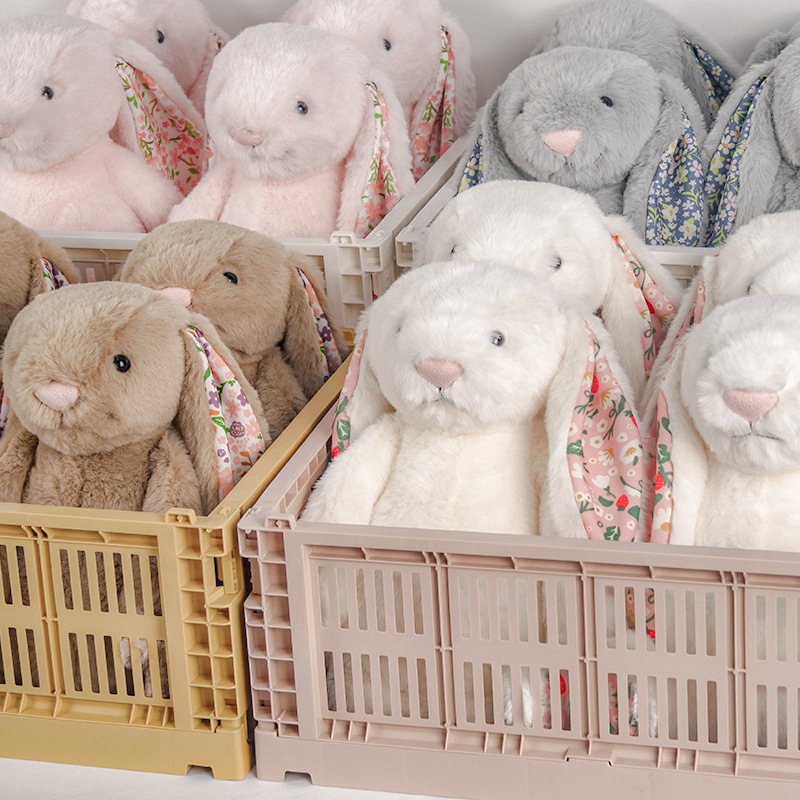 Manufacturer's new wholesale Bonnie Little Rabbit plush toy, floral fabric, ear-hanging rabbit toy, cross-border doll gift, sleep companion details Picture