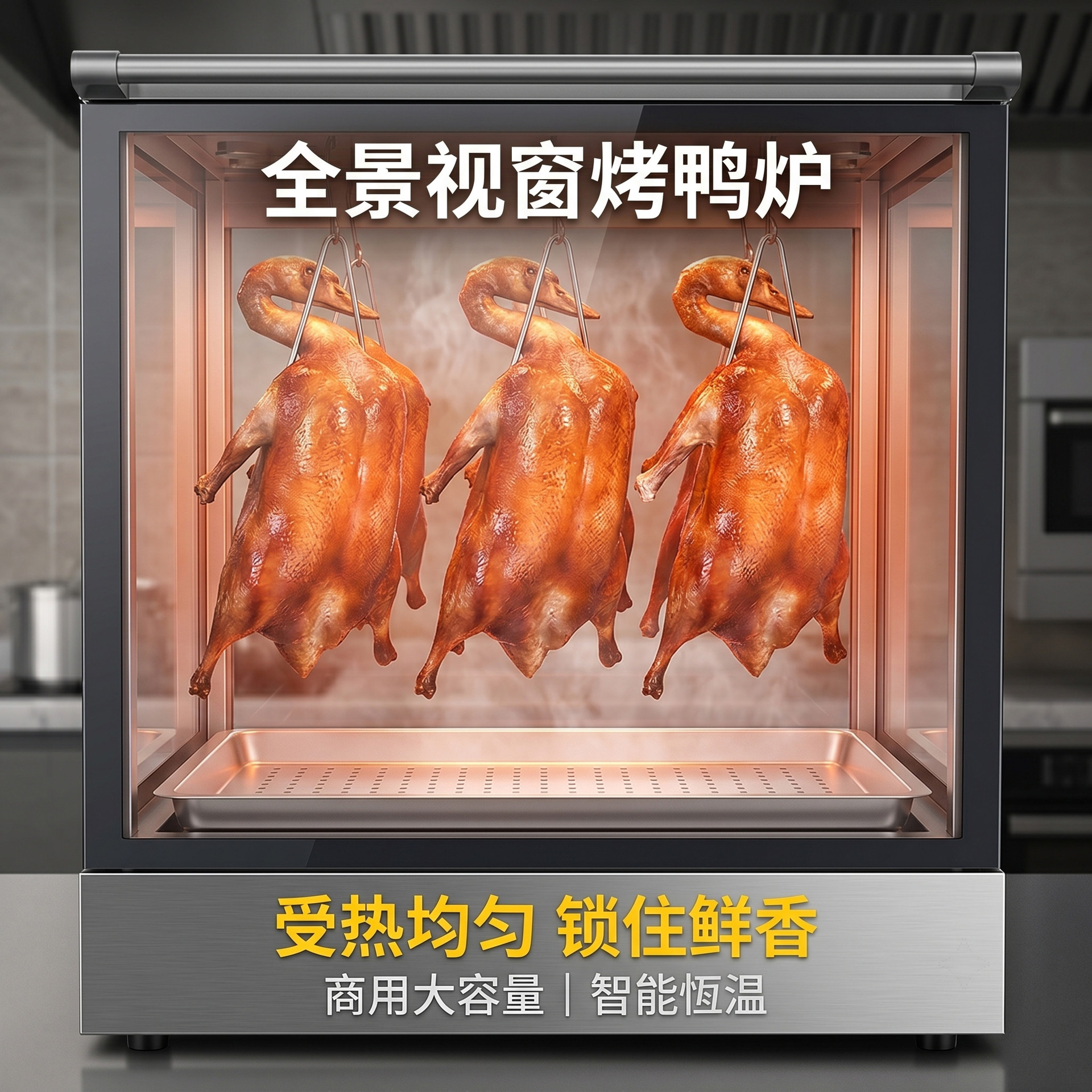 Hot air circulation roast duck insulation cabinet, commercial constant temperature heating display cabinet, cooked food, roast meat, crispy skin and pork belly insulation cabinet