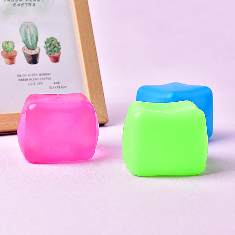 Wholesale of best-selling creative TPR educational wet soft block Tofu Kneading Fun Glow-in-the-dark ice Cube Kneading Fun stress-relieving toys details Picture