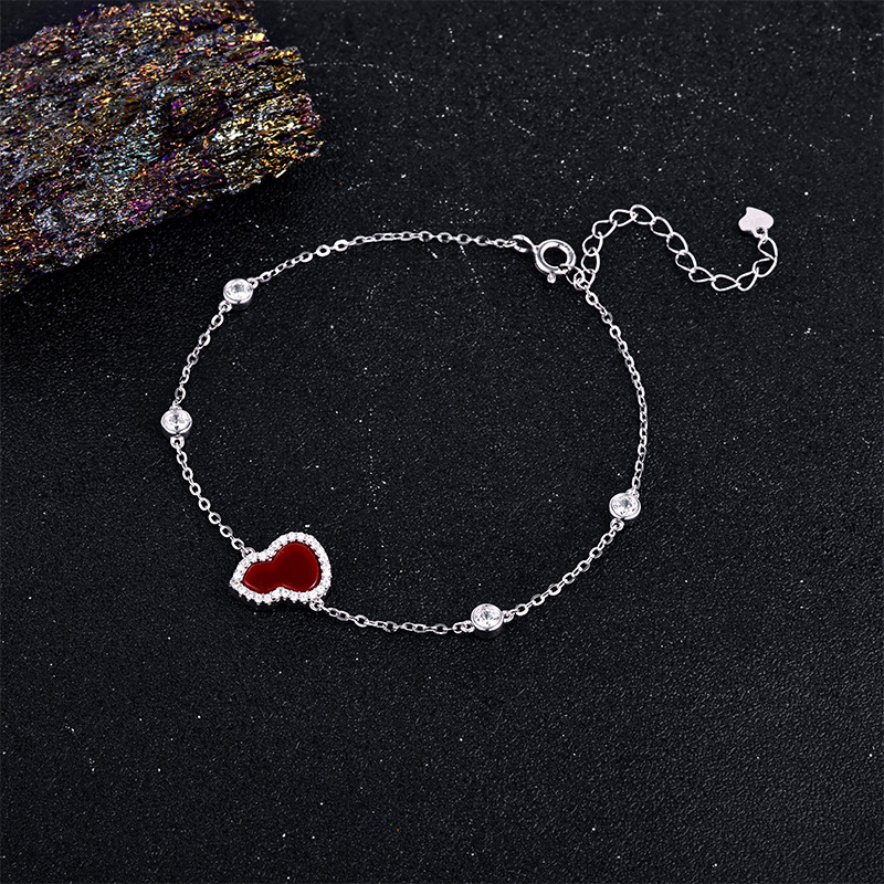 卓恒甄选2026银饰新款红玛瑙葫芦手链福禄新中式招财纳福时尚款S925纯银手链产品图