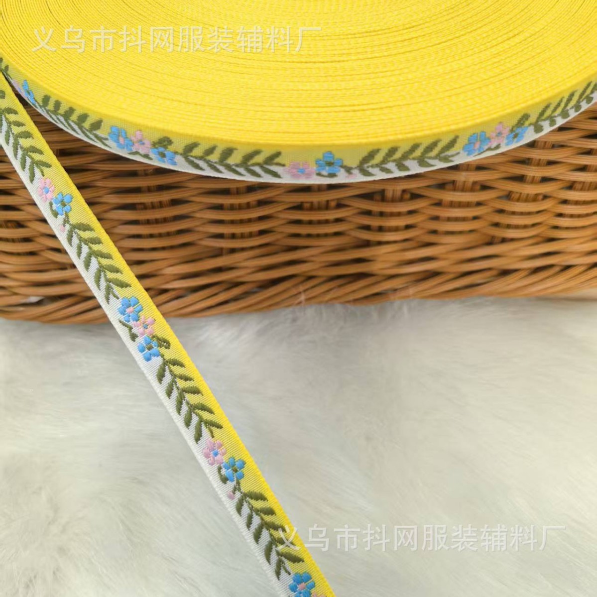 织带/包边布条/彩虹渐变色涤纶织带/蝴蝶结/全棉人字纹织带细节图