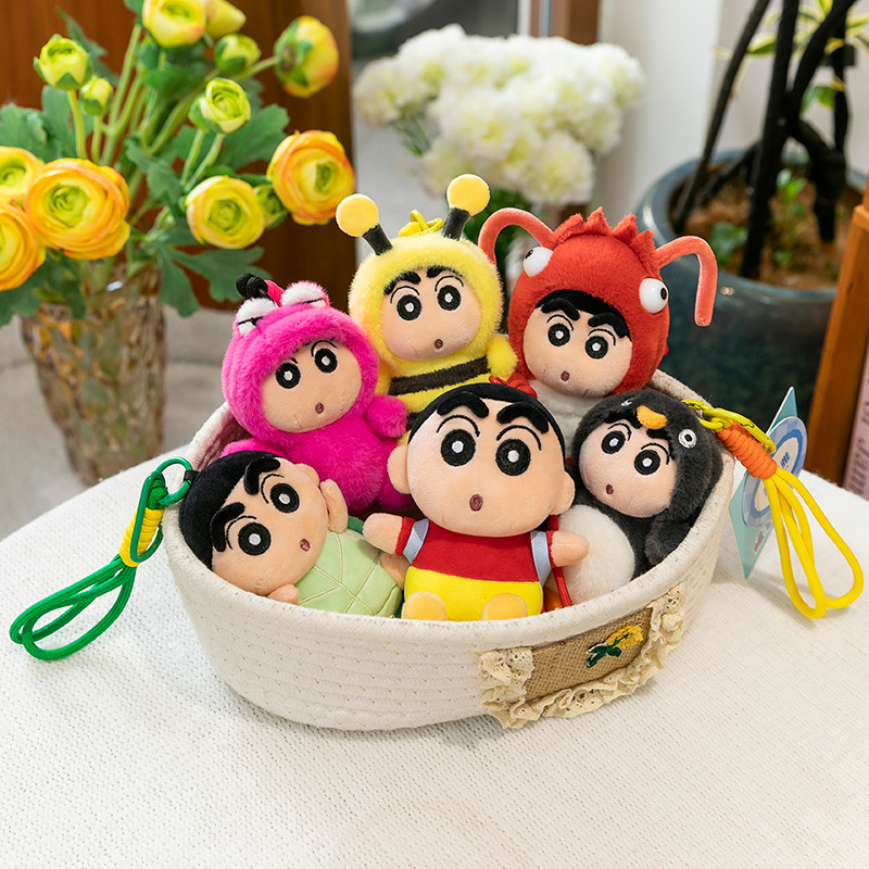 Authentic Penguin Crayon Shin-chan pendant plush toy, cute turtle doll keychain, girls' Children's Day gift details Picture