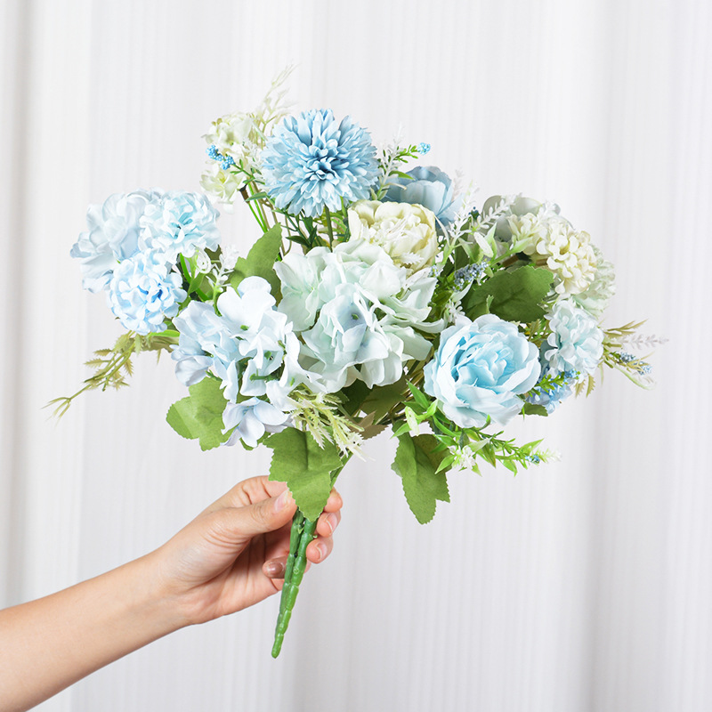 北欧ins仿真玫瑰牡丹手捧花束 婚礼摄影道具花艺家居装饰仿真花详情图2