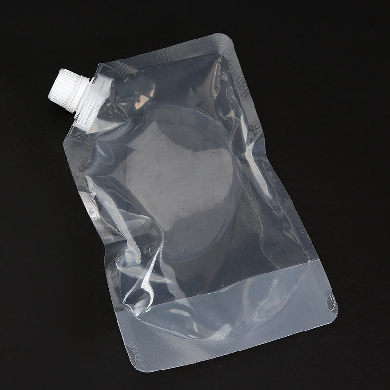 Wholesale of cross-border transparent wine repackaging spout bags, thickened takeout packaging soup bags, outdoor portable folding water storage bags