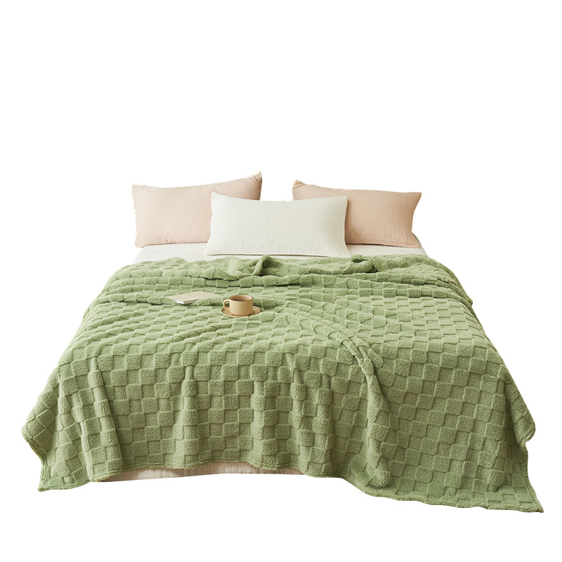 Thickened double-sided waffle wool blanket sofa, office nap blanket, warm Taff wool cover blanket, dormitory shawl blanket, bed sheet Item Picture