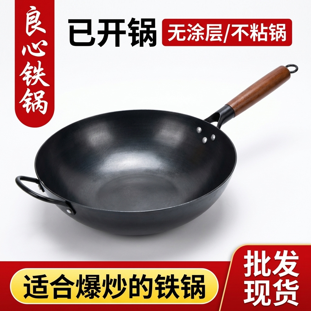Shengbaiyi cooking pot, traditional iron pot, old-fashioned cooking pot, household non-stick pot, uncoated gas stove, suitable for wholesale full image
