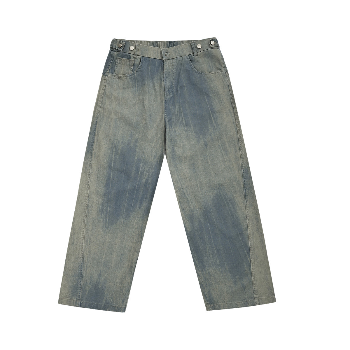 APO Men's Wear: American retro aged pure cotton casual pants for men, trendy and versatile printed loose straight-leg trousers Item Picture