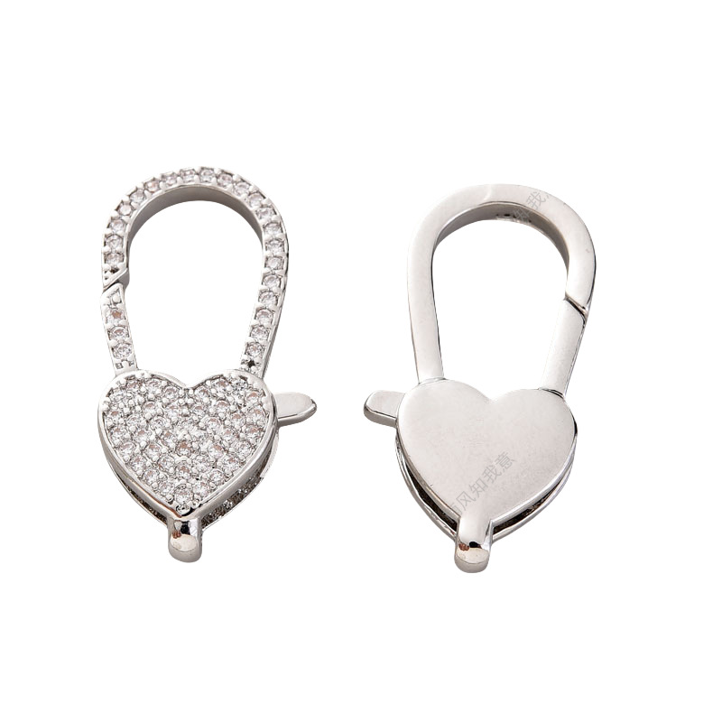 Pearl necklace clasp rose shell blade pin clasp connection end clasp sweater chain diy jewelry accessory pearl necklace clasp head full inlay zircon heavy industry lobster clasp spring clasp handmade end clasp sweater chain Item Picture