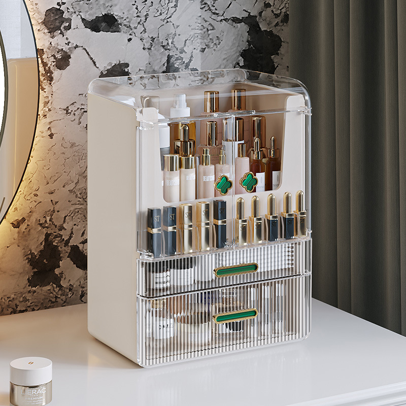2024 New cosmetic storage box, popular shelf, lipstick protective, dust-proof, large-capacity desktop storage box Application Scenario