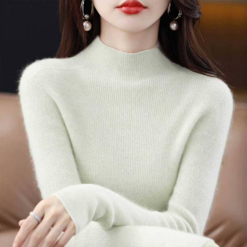 Semi-high-neck sweater for women's autumn and winter 2025 new style, fitted knitted long-sleeved innerwear as a base layer details Picture