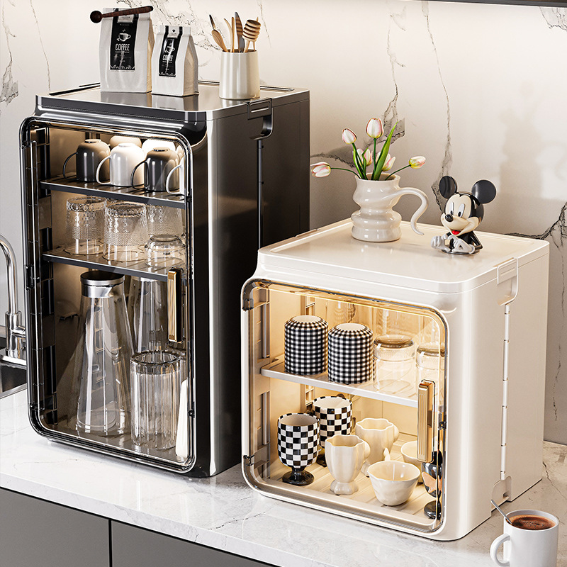 Dust-proof cup storage rack, desktop tea cup and water cup holder, tea set storage box, coffee mug, draining cup holder details Picture