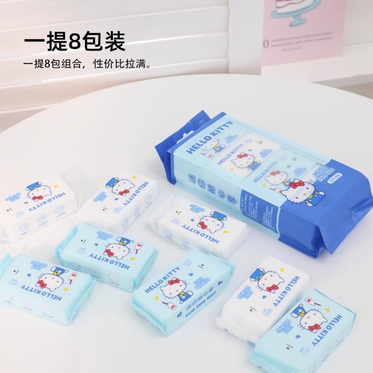 三丽鸥正版授权婴儿手口湿巾KT蓝纯水湿巾凯蒂猫可爱少女心湿巾细节图