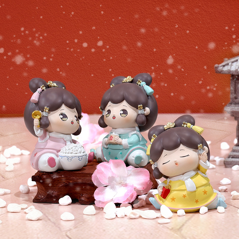 Love to Sleep Luo Meng Gege Blind Box Figurine Creative ancient-style court Doll Resin Small Decorative item Gift Cultural and creative details Picture