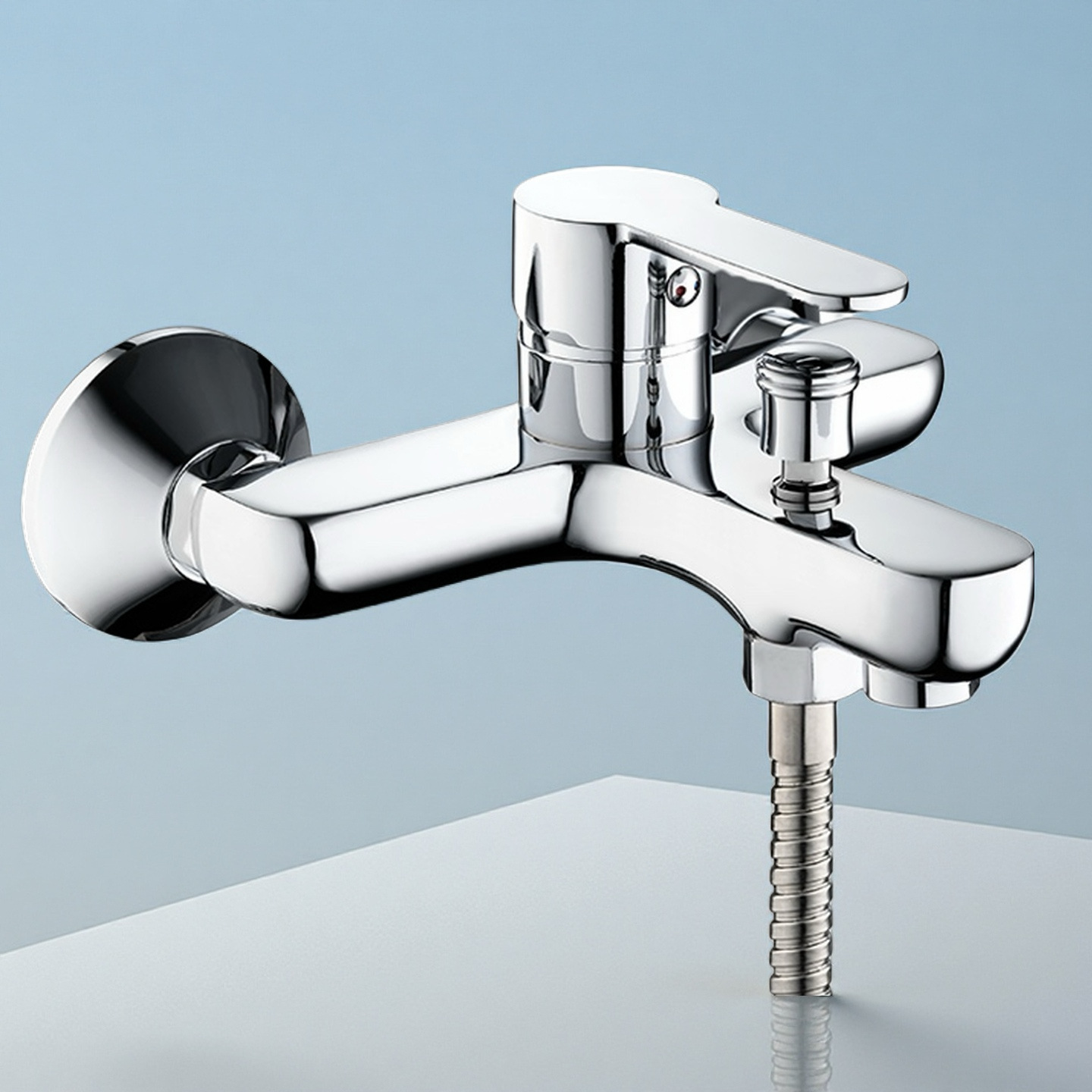 All-copper triple shower faucet, simple shower head set for bathroom, bathtub faucet, mixing valve, hot and cold water valve