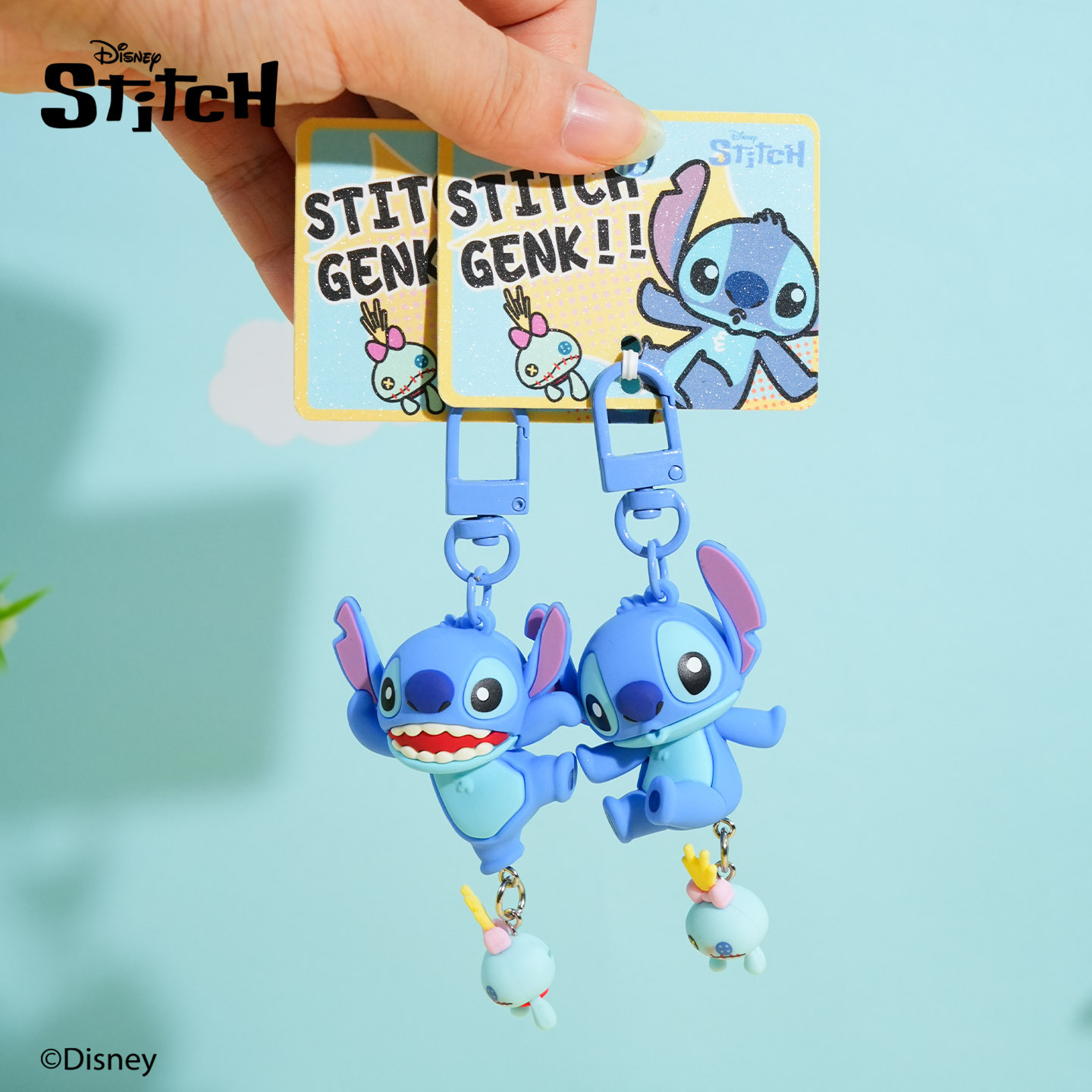 Baimao official Stitch series keychains, cute and exquisite female dolls, key chains, couple schoolbags and pendants details Picture