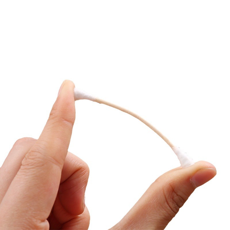 500支木棒棉签圆筒装 双头棉签一次性清洁掏耳朵化妆卸妆棉签批发白底实物图