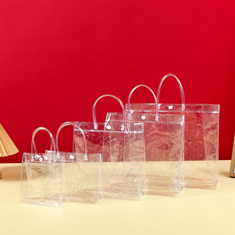 Transparent PVC handbags, hand-held wedding candies, cosmetics, milk tea shopping bags, wedding souvenirs, plastic gift bags Application Scenario