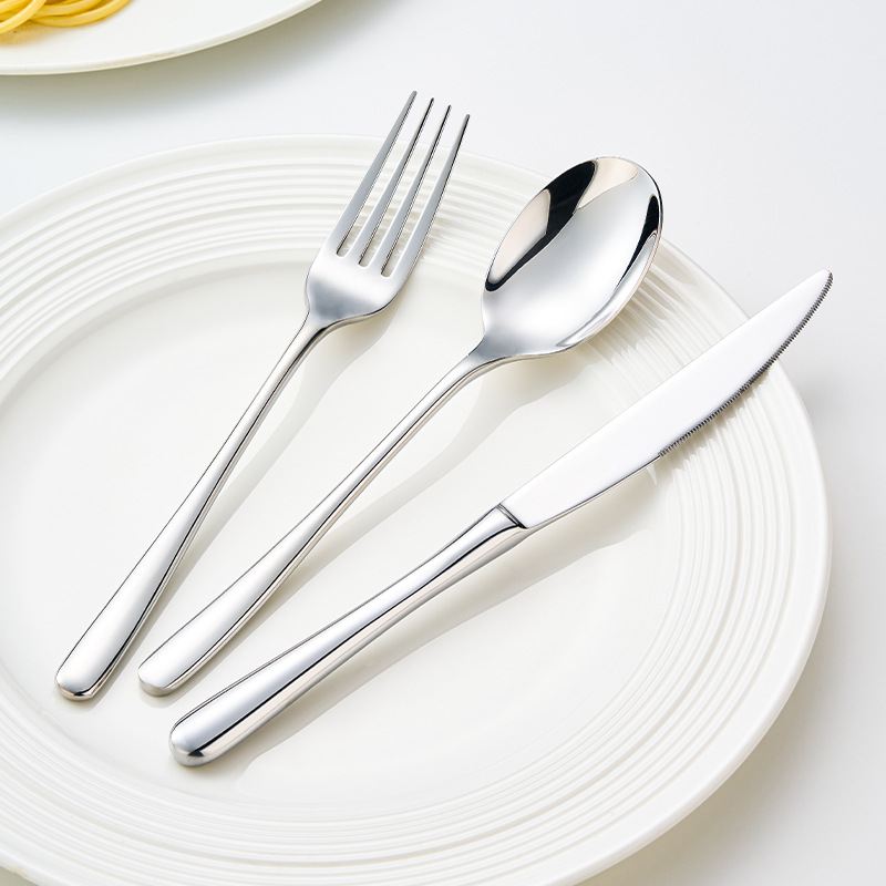 鸿俊达316L不锈钢勺子叉子加厚防烫西餐刀牛排刀酒店西餐餐具套装
